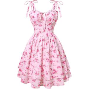 image:imageScarlet Darkness Floral Mini Dress for Women Teens Summer 2026 Fairy Corset Sundress Graduation DressesPink Flower