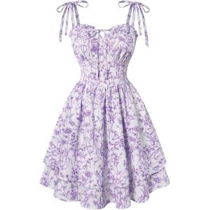 image:imageScarlet Darkness Floral Mini Dress for Women Teens Summer 2026 Fairy Corset Sundress Graduation DressesPurple Floral