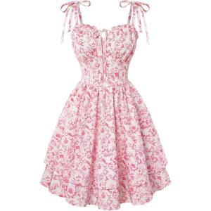 image:imageScarlet Darkness Floral Mini Dress for Women Teens Summer 2026 Fairy Corset Sundress Graduation DressesRed Floral