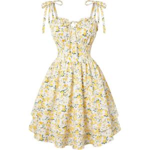 image:imageScarlet Darkness Floral Mini Dress for Women Teens Summer 2026 Fairy Corset Sundress Graduation DressesYellow Floral