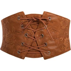 image:imageScarlet Darkness Renaissance Corset Belt for Women Laceup Front Wide Waist Belt Goth Pirate Costume AccessoriesBrown