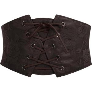 image:imageScarlet Darkness Renaissance Corset Belt for Women Laceup Front Wide Waist Belt Goth Pirate Costume AccessoriesDark Brown