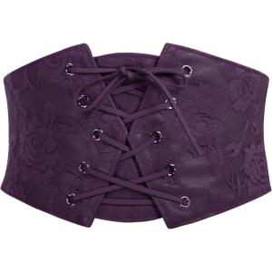 image:imageScarlet Darkness Renaissance Corset Belt for Women Laceup Front Wide Waist Belt Goth Pirate Costume AccessoriesPurple