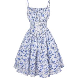 image:imageScarlet Darkness Women Corset Floral Dress Spaghetti Strap Mini Sundress for TeensBlue