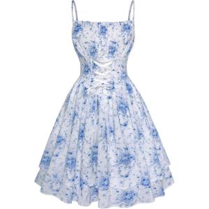 image:imageScarlet Darkness Women Corset Floral Dress Spaghetti Strap Mini Sundress for TeensBlue Floral