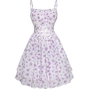 image:imageScarlet Darkness Women Corset Floral Dress Spaghetti Strap Mini Sundress for TeensPurple Floral