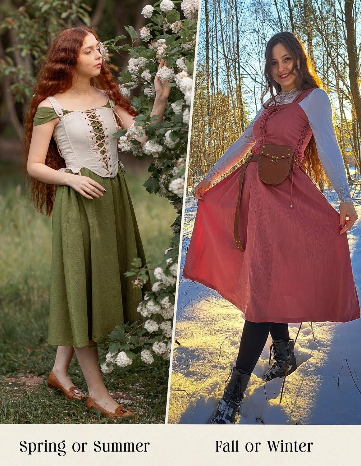 image:imageSCARLET DARKNESS Women Renaissance Summer Corset Dress Medieval Cottagecore Lace Up DressNavy Blue