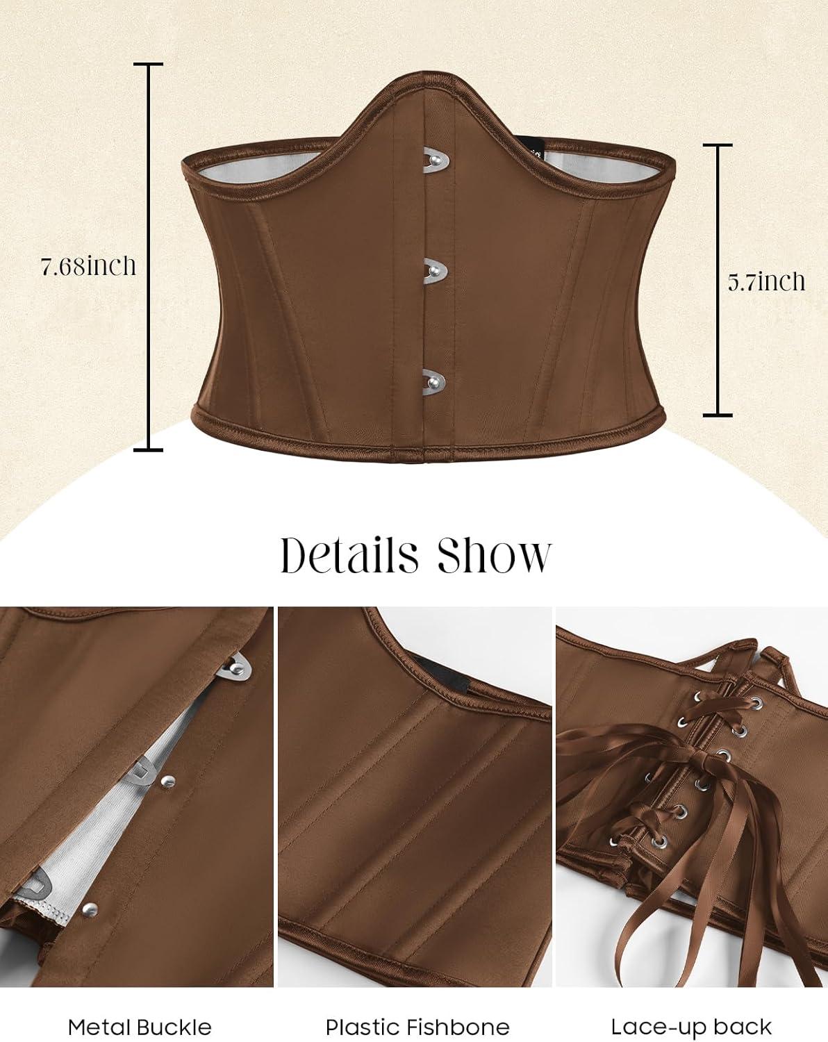 image:imageScarlet Darkness Renaissance Corset Belt for Women Medieval Vintage Boned Underbust Bustier TopCoffee Brown