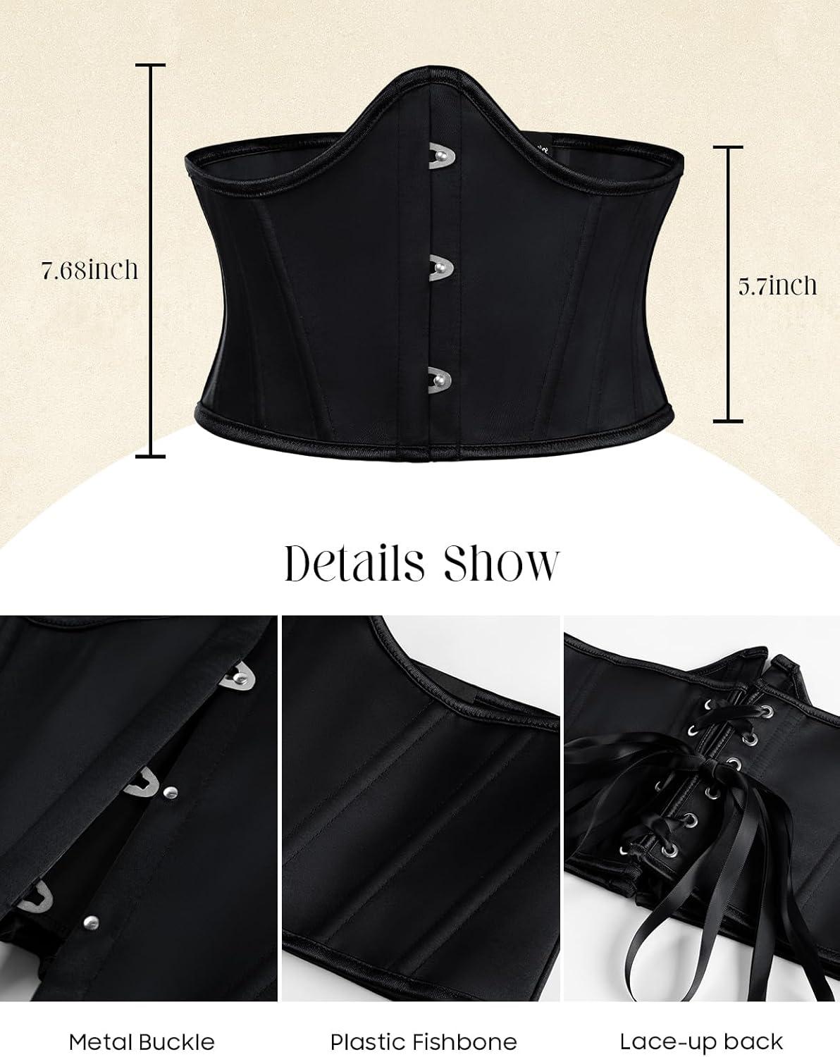 image:imageScarlet Darkness Renaissance Corset Belt for Women Medieval Vintage Boned Underbust Bustier TopDark Black