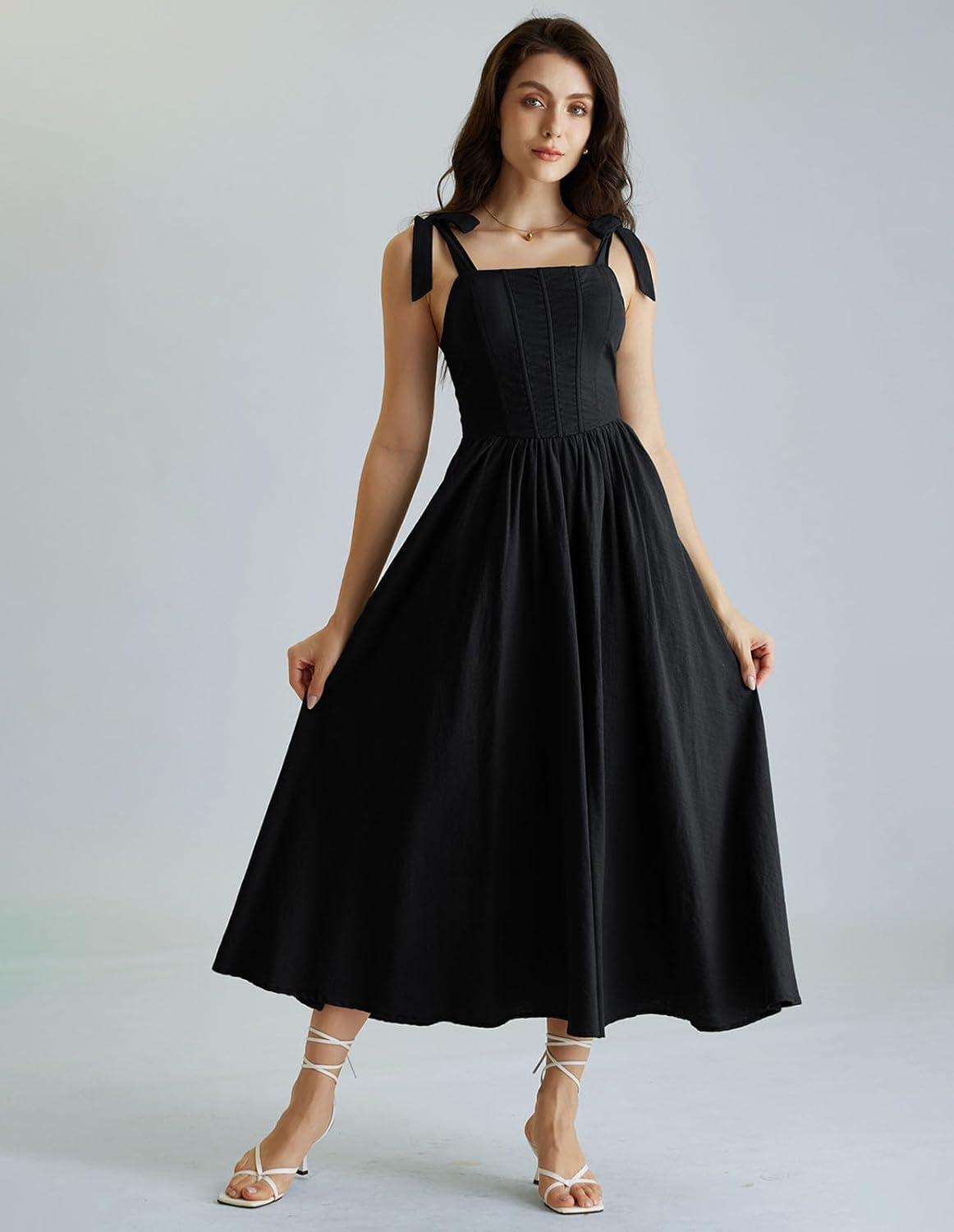 image:imageScarlet Darkness Women Renaissance Corset Dress Square Neck Cottagecore Fishbone SundressBlack