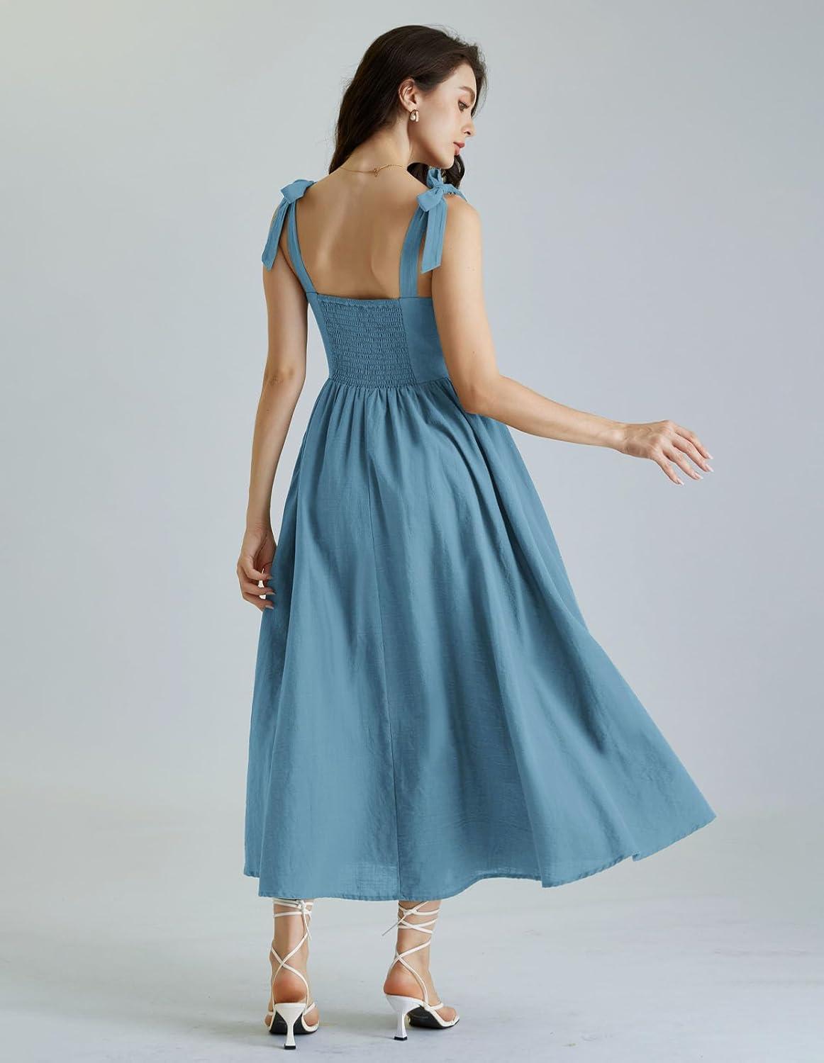 image:imageScarlet Darkness Women Renaissance Corset Dress Square Neck Cottagecore Fishbone SundressDusty Blue
