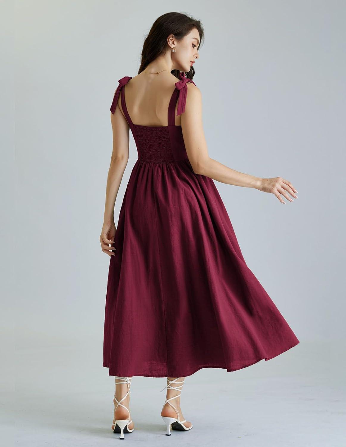 image:imageScarlet Darkness Women Renaissance Corset Dress Square Neck Cottagecore Fishbone SundressWine