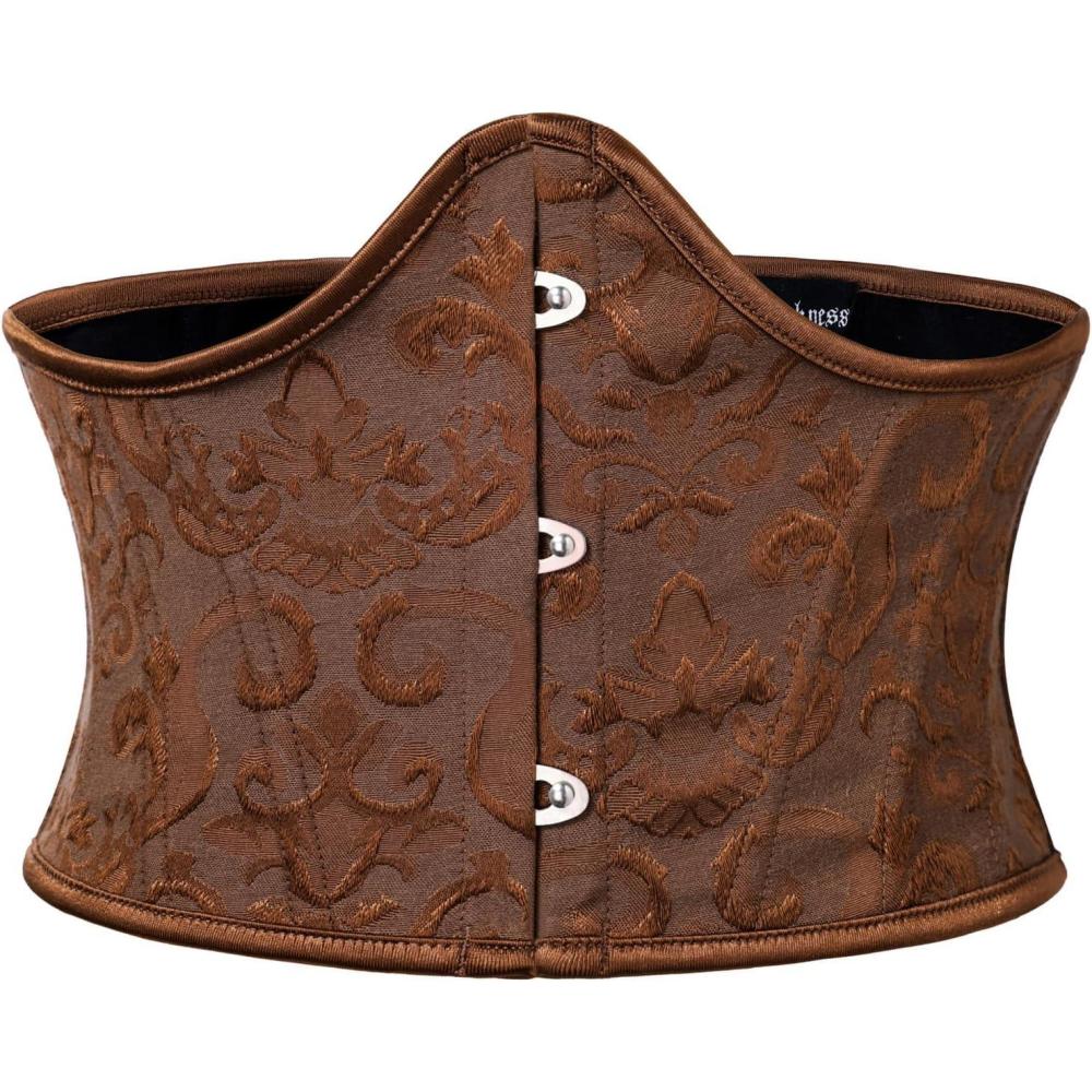 image:imageScarlet Darkness Renaissance Corset Belt for Women Medieval Vintage Boned Underbust Bustier TopBrown Jacquard