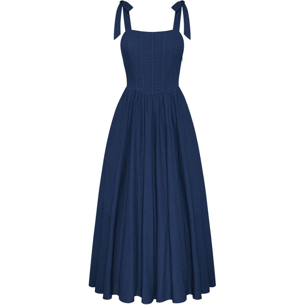 image:imageScarlet Darkness Women Renaissance Corset Dress Square Neck Cottagecore Fishbone SundressNavy