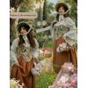 image:imageSCARLET DARKNESS Bustier Tops for Women Renaissance Floral Lace Up Bodyshaper Corset with ZipperApricot Bloom Majesty