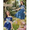 image:imageSCARLET DARKNESS Bustier Tops for Women Renaissance Floral Lace Up Bodyshaper Corset with ZipperBlue Bloom