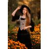 image:imageSCARLET DARKNESS Bustier Tops for Women Renaissance Floral Lace Up Bodyshaper Corset with ZipperCream Daisy