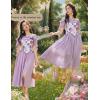 image:imageSCARLET DARKNESS Bustier Tops for Women Renaissance Floral Lace Up Bodyshaper Corset with ZipperInk Purple Blossoms