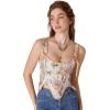 image:imageSCARLET DARKNESS Bustier Tops for Women Renaissance Floral Lace Up Bodyshaper Corset with ZipperOrange Floral