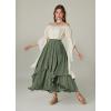 image:imageSCARLET DARKNESS Peasant Skirt for Women Double Layer Flowy Long Renaissance Skirts Bean Green XXL