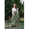 image:imageSCARLET DARKNESS Peasant Skirt for Women Double Layer Flowy Long Renaissance Skirts Bean Green XXL