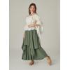 image:imageSCARLET DARKNESS Peasant Skirt for Women Double Layer Flowy Long Renaissance Skirts Bean Green XXL