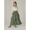 image:imageSCARLET DARKNESS Peasant Skirt for Women Double Layer Flowy Long Renaissance Skirts Bean Green XXL