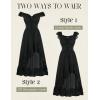 image:imageSCARLET DARKNESS Renaissance Corset Dress for Women Off Shoulder Flowy Sundress Wedding Guest Chiffon DressesBlack