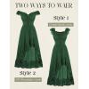 image:imageSCARLET DARKNESS Renaissance Corset Dress for Women Off Shoulder Flowy Sundress Wedding Guest Chiffon DressesGreen