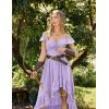 image:imageSCARLET DARKNESS Renaissance Corset Dress for Women Off Shoulder Flowy Sundress Wedding Guest Chiffon DressesLight Purple