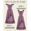 image:imageSCARLET DARKNESS Renaissance Corset Dress for Women Off Shoulder Flowy Sundress Wedding Guest Chiffon DressesLilac Purple