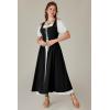 image:imageSCARLET DARKNESS Renaissance Costume Women Peasant Medieval Dress Short Sleeve Maxi Fairy Dresses with PocketsBlack