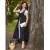 image:imageSCARLET DARKNESS Renaissance Costume Women Peasant Medieval Dress Short Sleeve Maxi Fairy Dresses with PocketsBlack