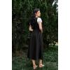 image:imageSCARLET DARKNESS Renaissance Costume Women Peasant Medieval Dress Short Sleeve Maxi Fairy Dresses with PocketsBlack