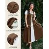 image:imageSCARLET DARKNESS Renaissance Costume Women Peasant Medieval Dress Short Sleeve Maxi Fairy Dresses with PocketsDark Brown