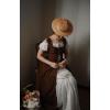 image:imageSCARLET DARKNESS Renaissance Costume Women Peasant Medieval Dress Short Sleeve Maxi Fairy Dresses with PocketsDark Brown