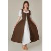 image:imageSCARLET DARKNESS Renaissance Costume Women Peasant Medieval Dress Short Sleeve Maxi Fairy Dresses with PocketsDark Brown