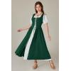 image:imageSCARLET DARKNESS Renaissance Costume Women Peasant Medieval Dress Short Sleeve Maxi Fairy Dresses with PocketsDark Green