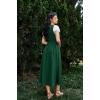 image:imageSCARLET DARKNESS Renaissance Costume Women Peasant Medieval Dress Short Sleeve Maxi Fairy Dresses with PocketsDark Green