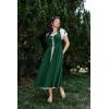 image:imageSCARLET DARKNESS Renaissance Costume Women Peasant Medieval Dress Short Sleeve Maxi Fairy Dresses with PocketsDark Green
