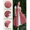 image:imageSCARLET DARKNESS Renaissance Costume Women Peasant Medieval Dress Short Sleeve Maxi Fairy Dresses with PocketsDeep Pink
