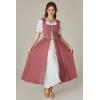 image:imageSCARLET DARKNESS Renaissance Costume Women Peasant Medieval Dress Short Sleeve Maxi Fairy Dresses with PocketsDeep Pink