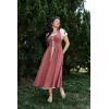 image:imageSCARLET DARKNESS Renaissance Costume Women Peasant Medieval Dress Short Sleeve Maxi Fairy Dresses with PocketsDeep Pink