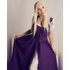 image:imageSCARLET DARKNESS Renaissance Costume Women Peasant Medieval Dress Short Sleeve Maxi Fairy Dresses with PocketsDeep Purple