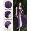 image:imageSCARLET DARKNESS Renaissance Costume Women Peasant Medieval Dress Short Sleeve Maxi Fairy Dresses with PocketsDeep Purple
