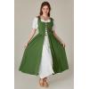image:imageSCARLET DARKNESS Renaissance Costume Women Peasant Medieval Dress Short Sleeve Maxi Fairy Dresses with PocketsGreen