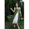 image:imageSCARLET DARKNESS Renaissance Costume Women Peasant Medieval Dress Short Sleeve Maxi Fairy Dresses with PocketsGreen