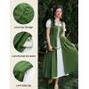 image:imageSCARLET DARKNESS Renaissance Costume Women Peasant Medieval Dress Short Sleeve Maxi Fairy Dresses with PocketsGreen