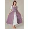 image:imageSCARLET DARKNESS Renaissance Costume Women Peasant Medieval Dress Short Sleeve Maxi Fairy Dresses with PocketsLight Purple
