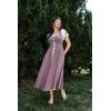 image:imageSCARLET DARKNESS Renaissance Costume Women Peasant Medieval Dress Short Sleeve Maxi Fairy Dresses with PocketsLight Purple